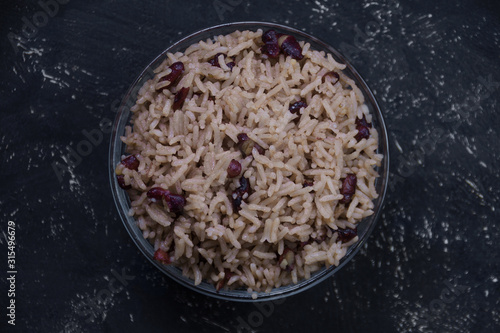 Rice with red beans in a bowl