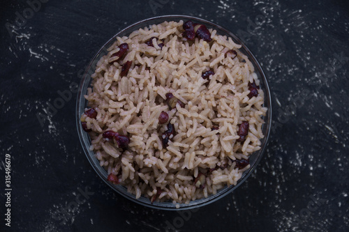 Photography Rice with red beans in a bowl