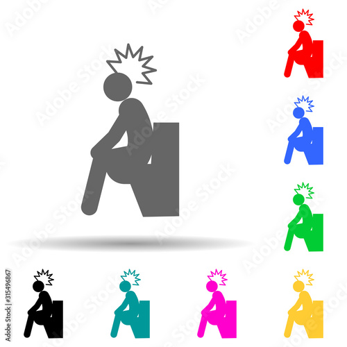 Bowel motion, constipated, diarrhea multi color style icon. Simple glyph, flat vector of pain people icons for ui and ux, website or mobile application