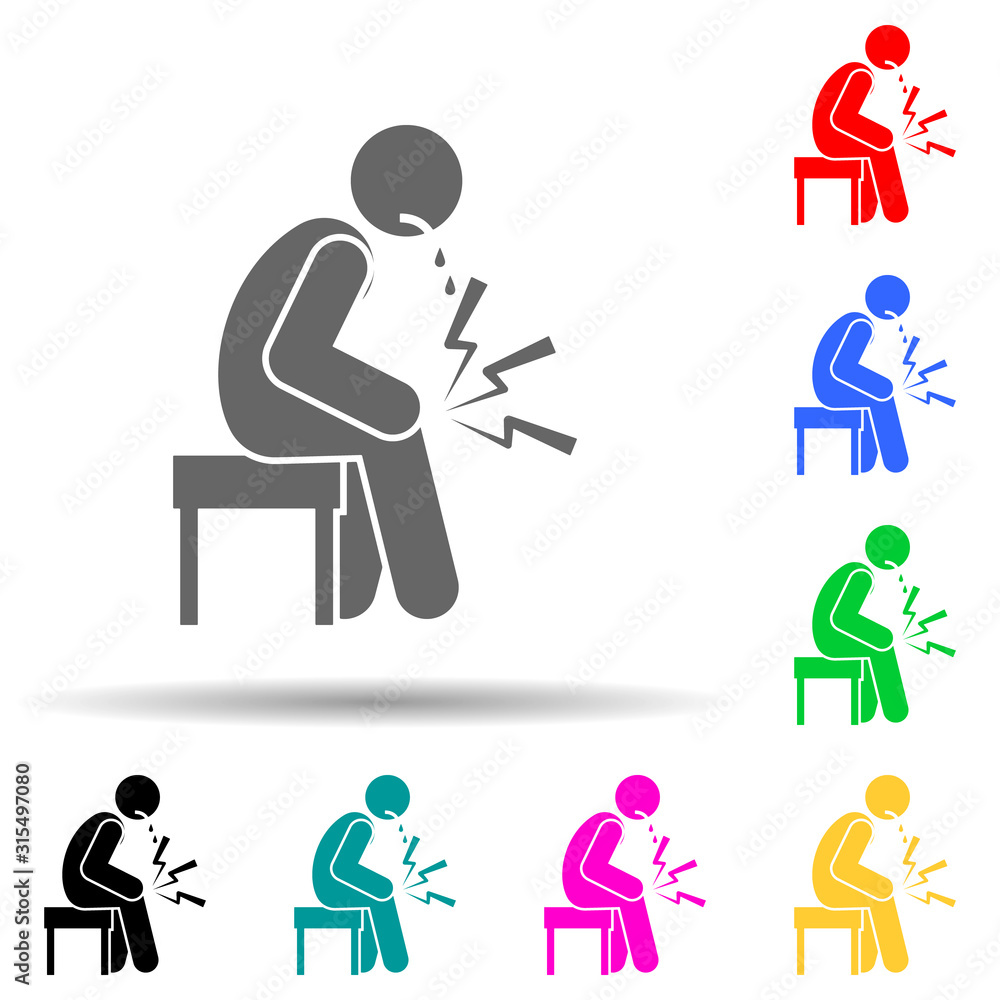 Knee, arthritis multi color style icon. Simple glyph, flat vector of pain people icons for ui and ux, website or mobile application Knee, arthritis multi color style icon. Simple glyph, flat vector of pain people icons for ui and ux, website or mobile application