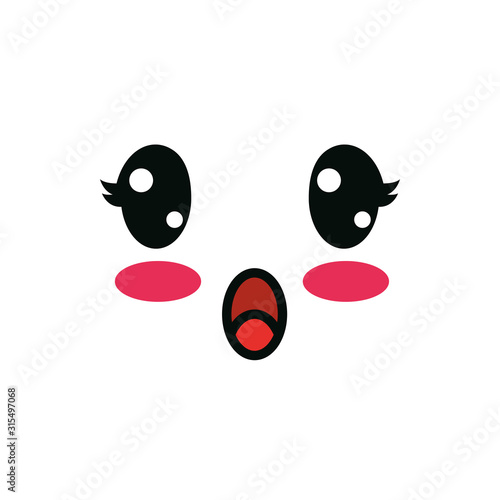 Isolated kawaii surprised face cartoon vector design