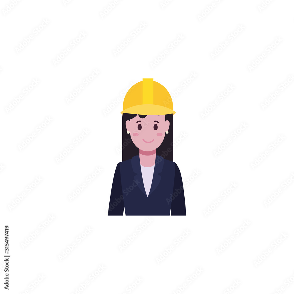 Isolated builder avatar woman with yellow helmet vector design Isolated builder avatar woman with yellow helmet vector design