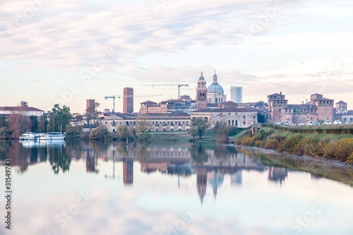 Panoramic view of the medieval historic city of Mantua in Lombardy  Italy