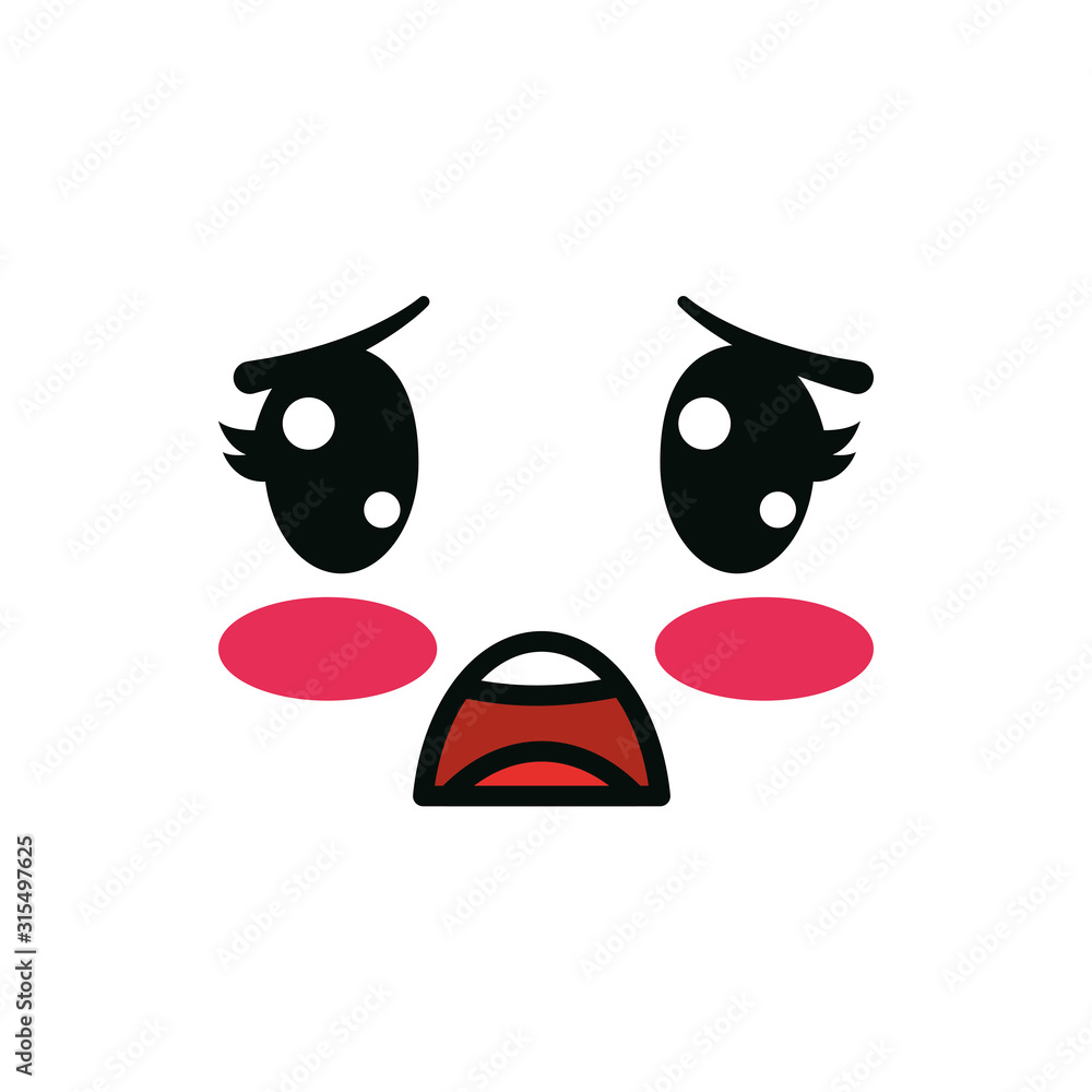 Isolated kawaii scared face cartoon design Vector Image