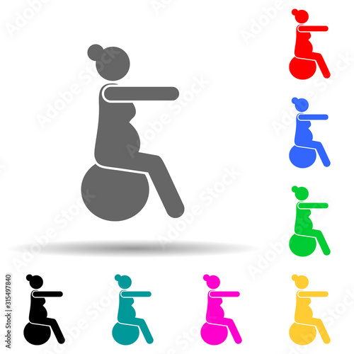 Pregnant woman, ball multi color style icon. Simple glyph, flat vector of pregnant woman icons for ui and ux, website or mobile application