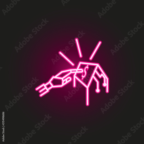 Advisor bot cyborg money neon style icon. Simple thin line, outline vector of robo icons for ui and ux, website or mobile application