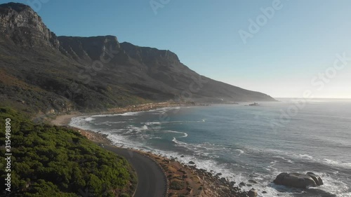 Flying over Cape Town Coast to the 12 Apostles coast