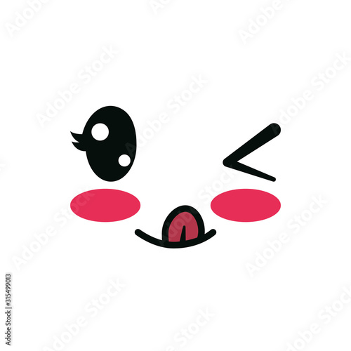 Isolated kawaii happy and tongue face cartoon vector design