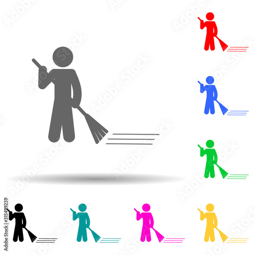 Child, cleaning house multi color style icon. Simple glyph, flat vector of self independet child icons for ui and ux, website or mobile application