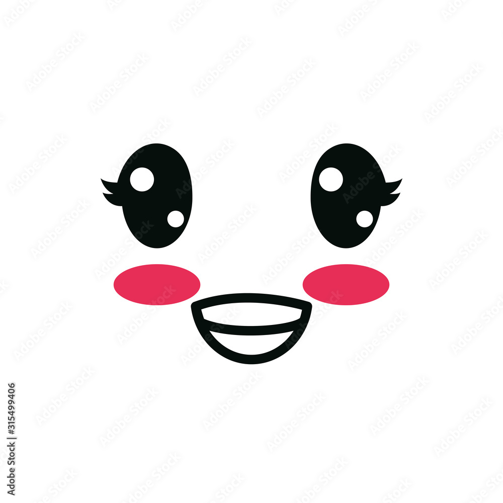 Isolated kawaii happy face cartoon vector design Isolated kawaii happy face cartoon vector design