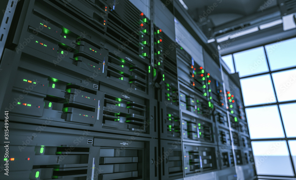 Server units in cloud service data center showing flickering light indicators for massive data connection bandwidth, close up shot. Server units in cloud service data center showing flickering light indicators for massive data connection bandwidth, close up shot.