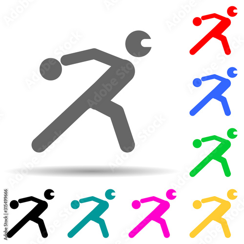 Disabled sport ball sign multi color style icon. Simple glyph, flat vector of sport competition icons for ui and ux, website or mobile application