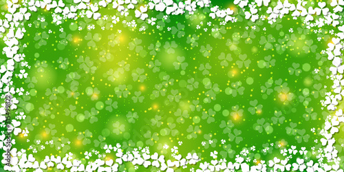 St.Patrick's Day green vector background with clover leaves