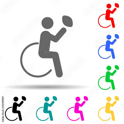 Disabled sport rugby sign multi color style icon. Simple glyph, flat vector of sport competition icons for ui and ux, website or mobile application