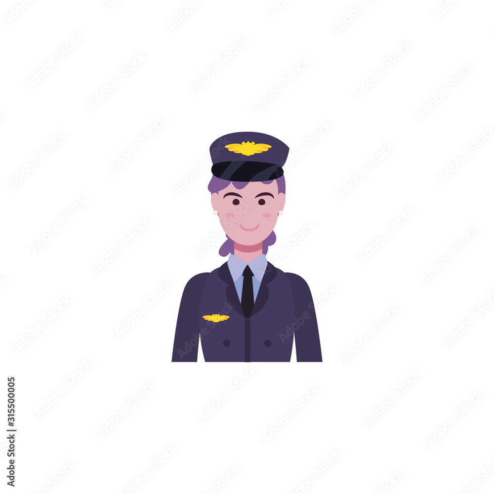 Isolated woman pilot avatar vector design