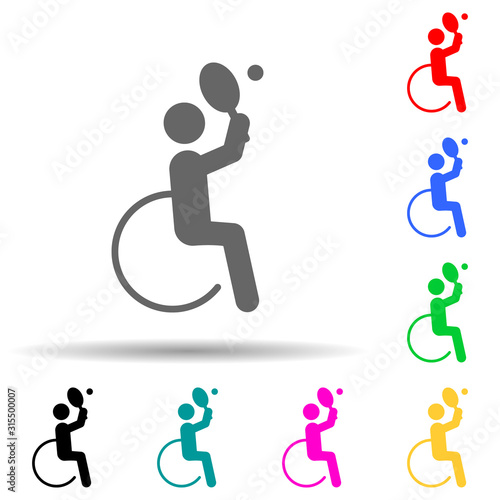 Disabled sport tennis sign multi color style icon. Simple glyph, flat vector of sport competition icons for ui and ux, website or mobile application