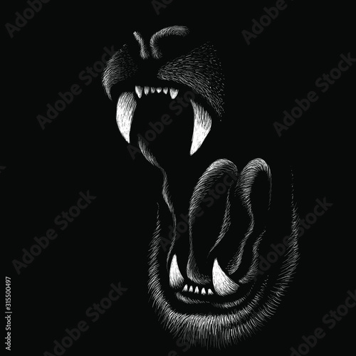 The Vector animal for tattoo or T-shirt design or outwear.  Cute print style animal  background. This drawing would be nice to make on the black fabric or canvas.