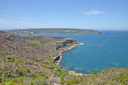 View on the North and South Heads of Sydney Harbor. One of the most beautiful walks in Sydney Spit bridge to Manly beach coastal walk, Sydney, Australia