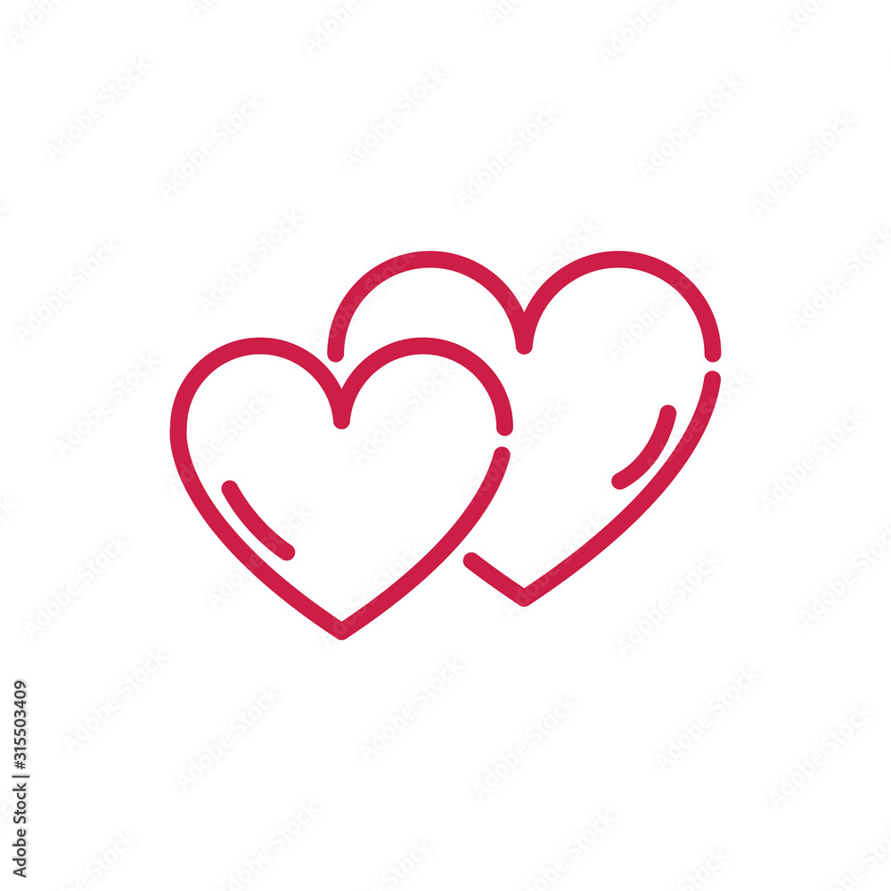 happy valentines day hearts love romantic passion red line design