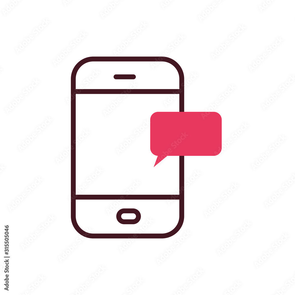 Isolated digital smartphone and red bubble vector design Isolated digital smartphone and red bubble vector design