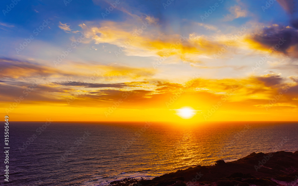 Landscape at Portoscuso and the coast of Mediterranean Sea at