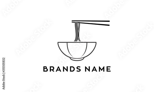 Bowl of noodle simple illustration vector logo design