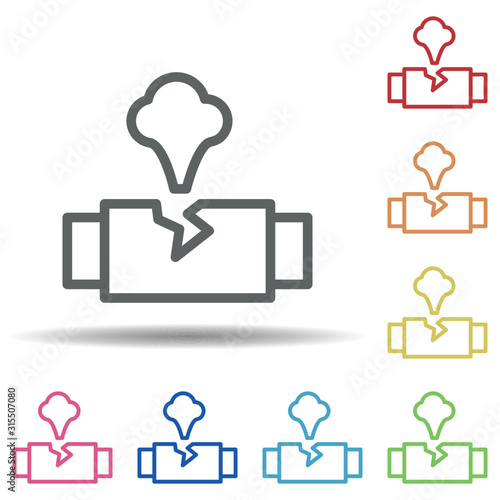 Gas, leak, pollution line vector in multi color style icon. Simple thin line, outline vector of pollution icons for ui and ux, website or mobile application