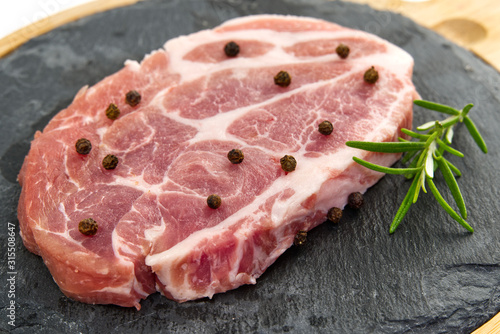 Slice of raw pork close-up, may be used as background
