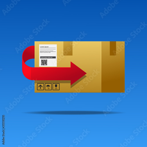 Package return sign,return policy concept vector illustration.