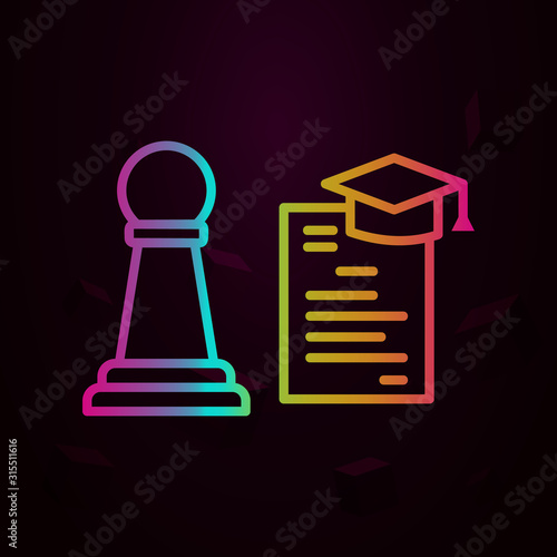 Chess graduation cap school nolan style icon. Simple thin line, outline vector of school icons for ui and ux, website or mobile application
