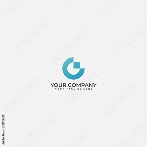 abstract letter C and digital logo, monogram logo