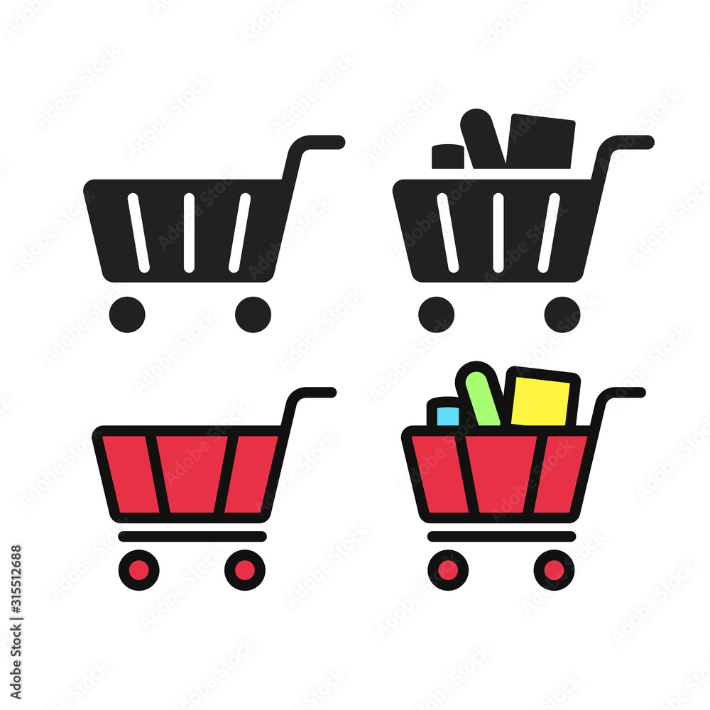 gorcery shopping cart icon bold fill black and outline fill style