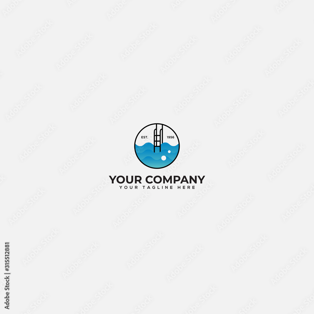swimming lab logo design, swimming pool solution logo - obrazy, fototapety, plakaty 