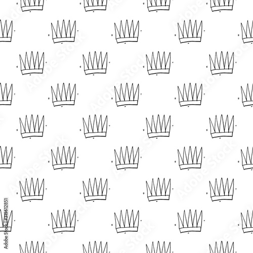 Crown Seamless Pattern, hand drawn royal doodles background, Vector Illustration © saint_antonio