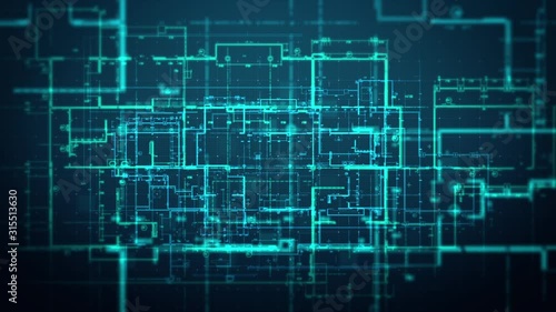 Wallpaper Mural Drawing plans animate background concept,Digital plans presentation concept. Torontodigital.ca