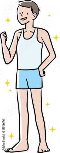 男性 ダイエット ビフォーアフター カラー ベクター イラスト	