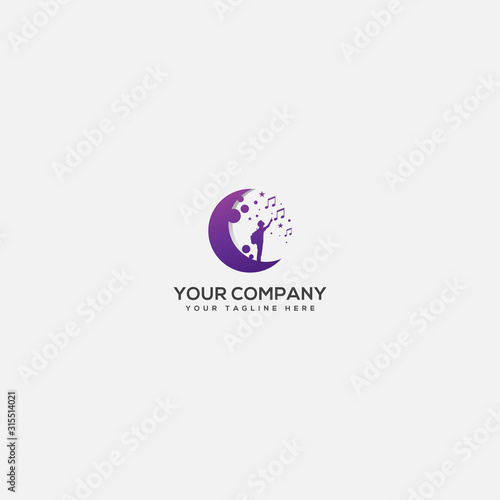 school and dream logo, academy logo,music and moon logo
