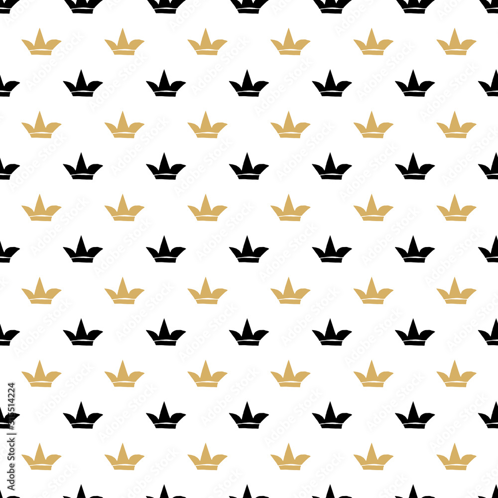 Crown Seamless Pattern, hand drawn royal doodles background, Vector Illustration Crown Seamless Pattern, hand drawn royal doodles background, Vector Illustration