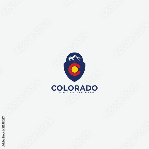 shield and mountain logo, badge colorado mountain logo