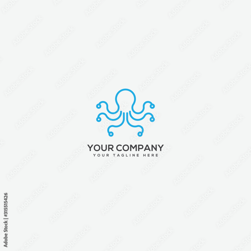 tentacle logo,character logo, octopus mascot logo, line art logo tentacle logo,character logo, octopus mascot logo, line art logo