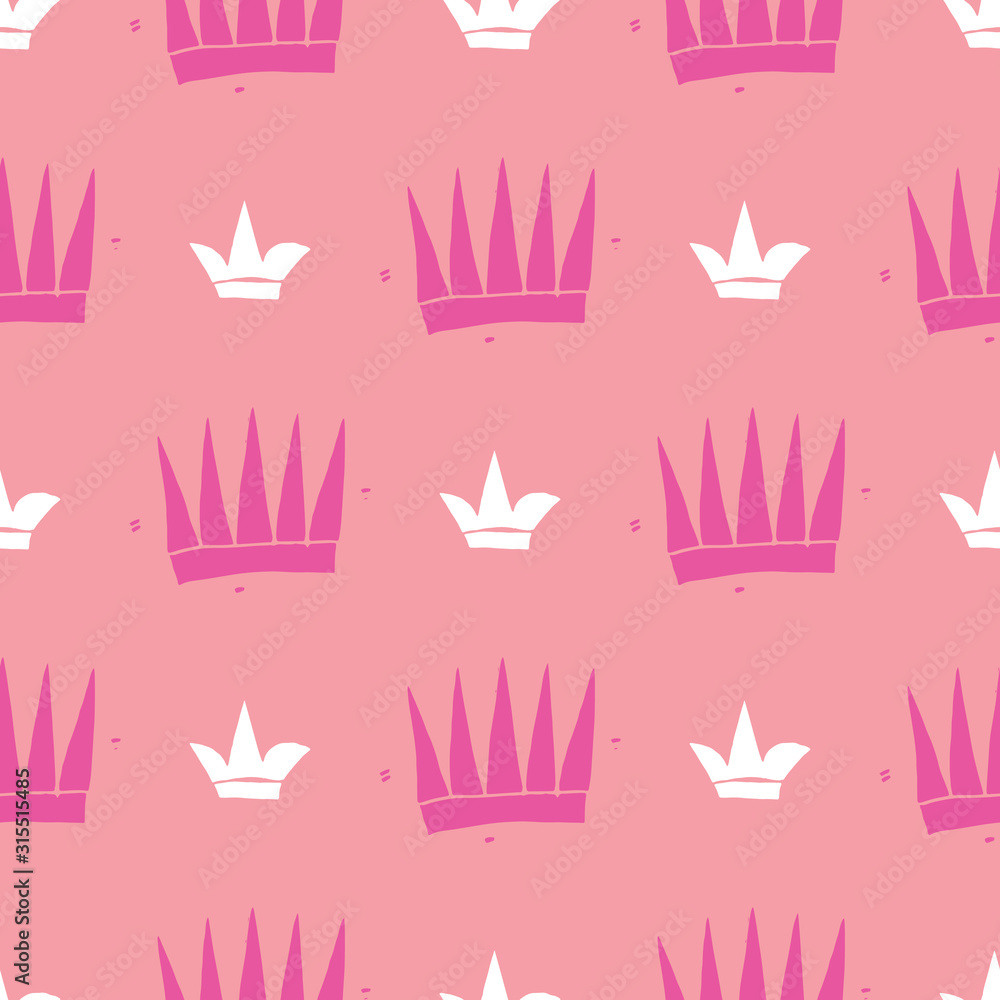 Crown Seamless Pattern, hand drawn royal doodles background, Vector Illustration Crown Seamless Pattern, hand drawn royal doodles background, Vector Illustration