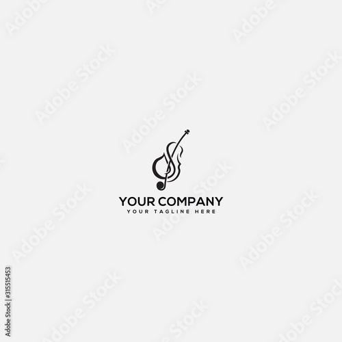 biola instrument logo, jazz logo, violin logo design, letter S and Violin
