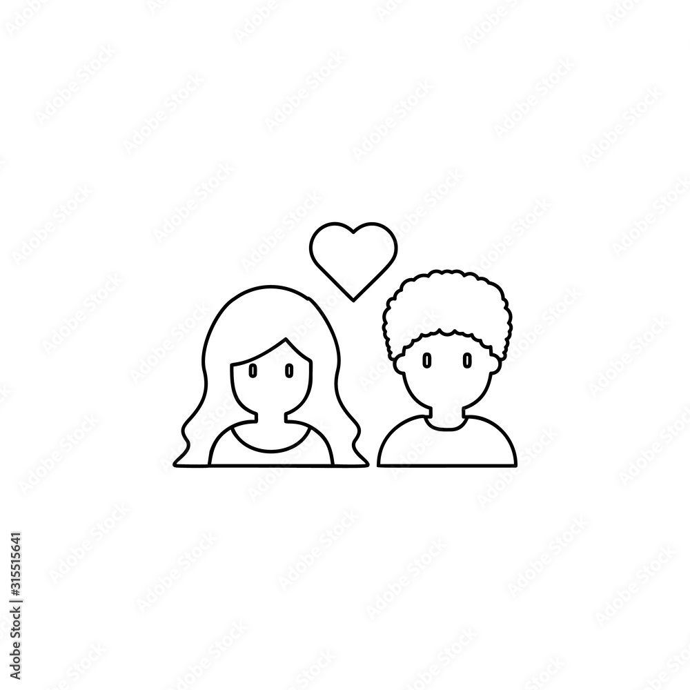 friends, heart, couple icon. Simple thin line, outline vector of friendship icons for ui and ux, website or mobile application friends, heart, couple icon. Simple thin line, outline vector of friendship icons for ui and ux, website or mobile application