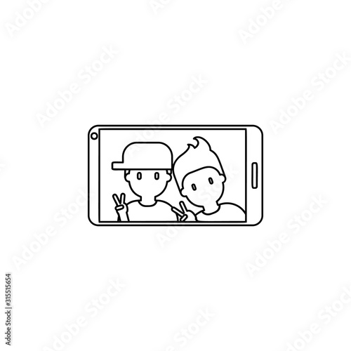 selfie, male, smartphone icon. Simple thin line, outline vector of friendship icons for ui and ux, website or mobile application