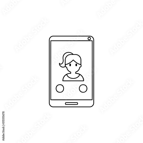 call, smartphone, female icon. Simple thin line, outline vector of friendship icons for ui and ux, website or mobile application