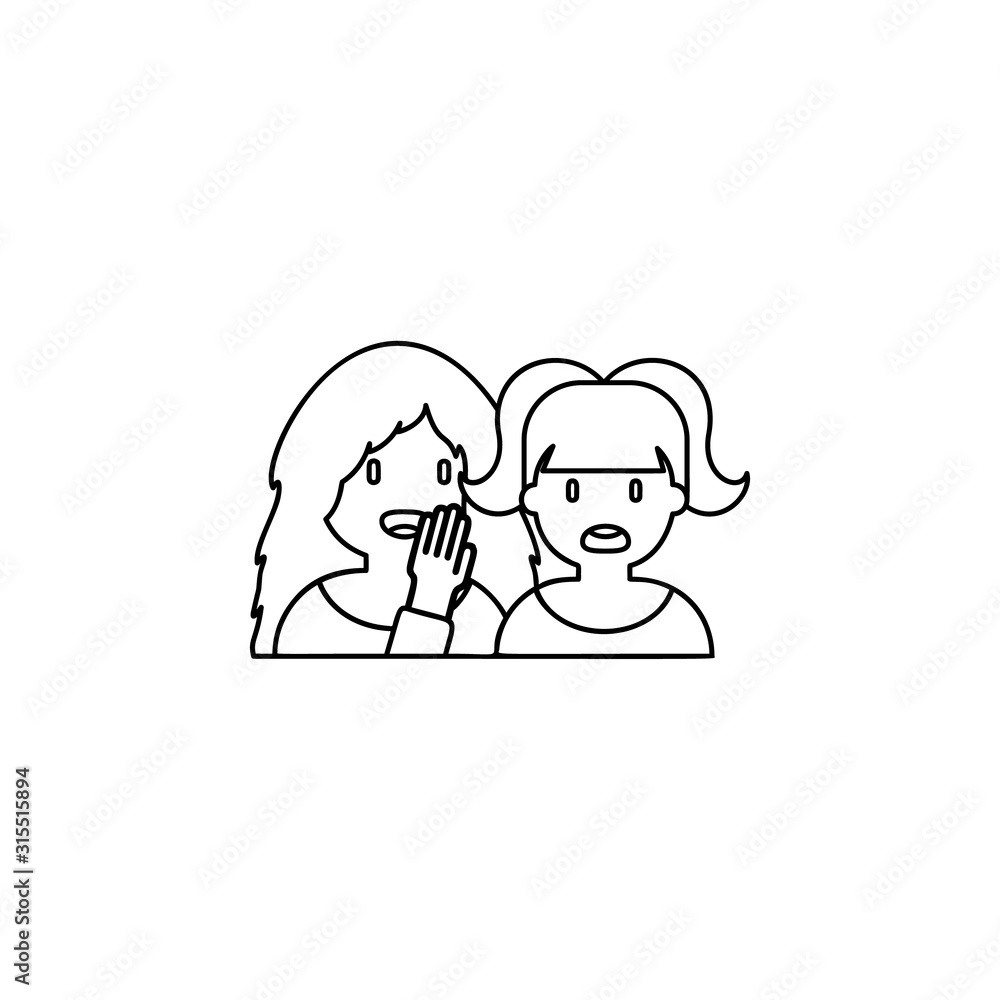 gossip, female icon. Simple thin line, outline vector of friendship icons for ui and ux, website or mobile application