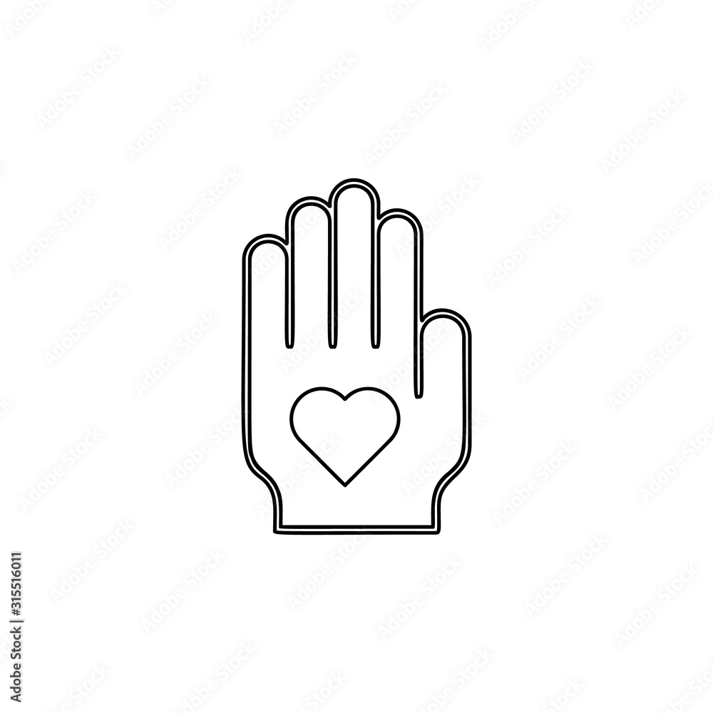 Obraz premium heart, hand icon. Simple thin line, outline vector of friendship icons for ui and ux, website or mobile application