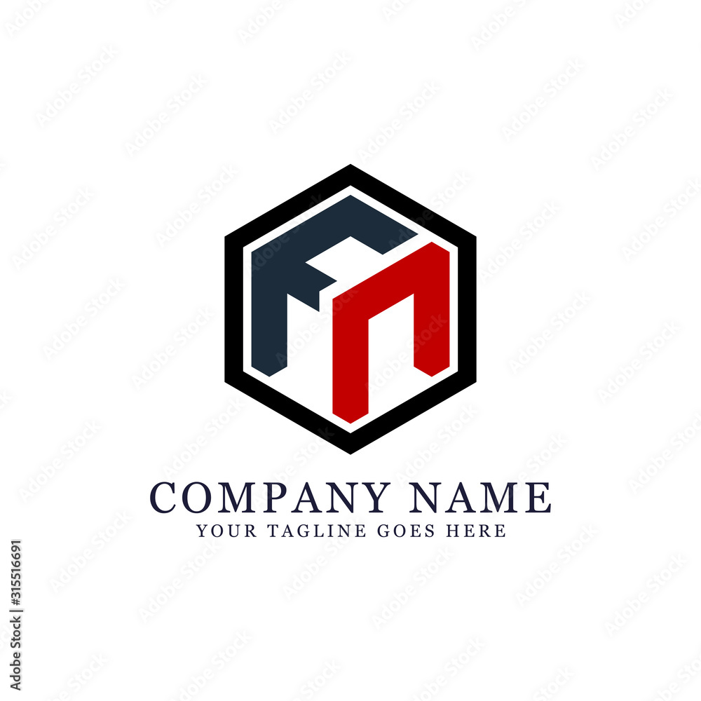 FN hexagonal logo image, FN initial name logo design FN hexagonal logo image, FN initial name logo design