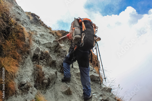 Tourist Hiker Walking Towards Mount Everest Base-camp