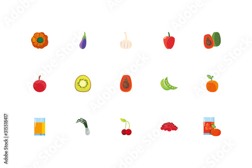 Isolated healthy and organic food icon set vector design